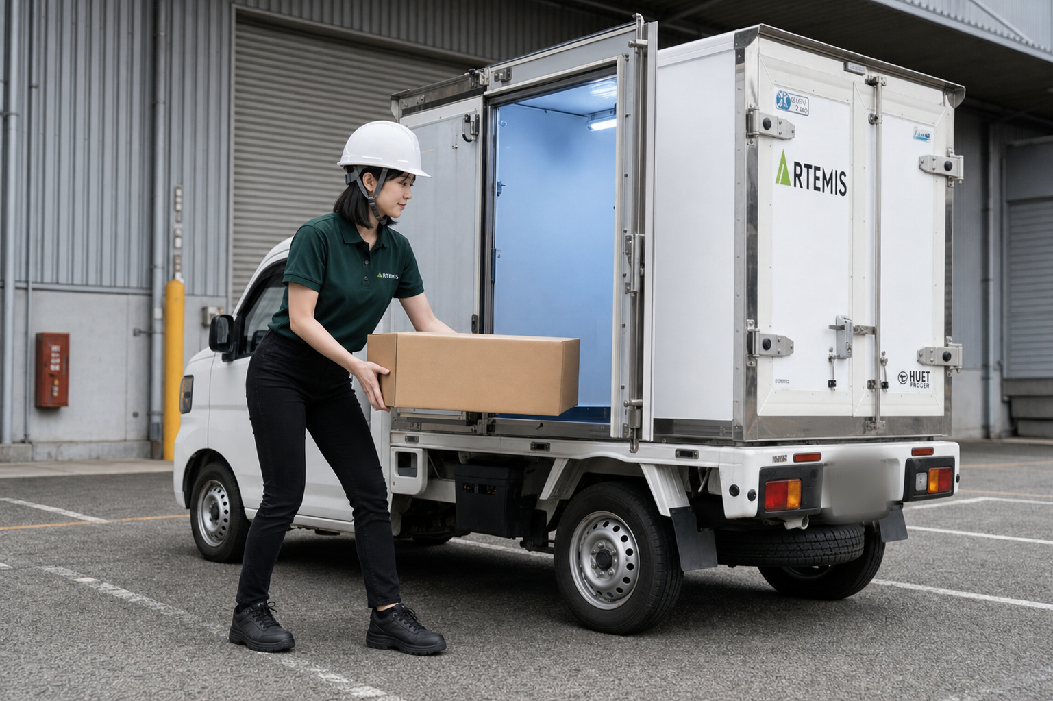 アルテミスの冷蔵冷凍車とドライバー
